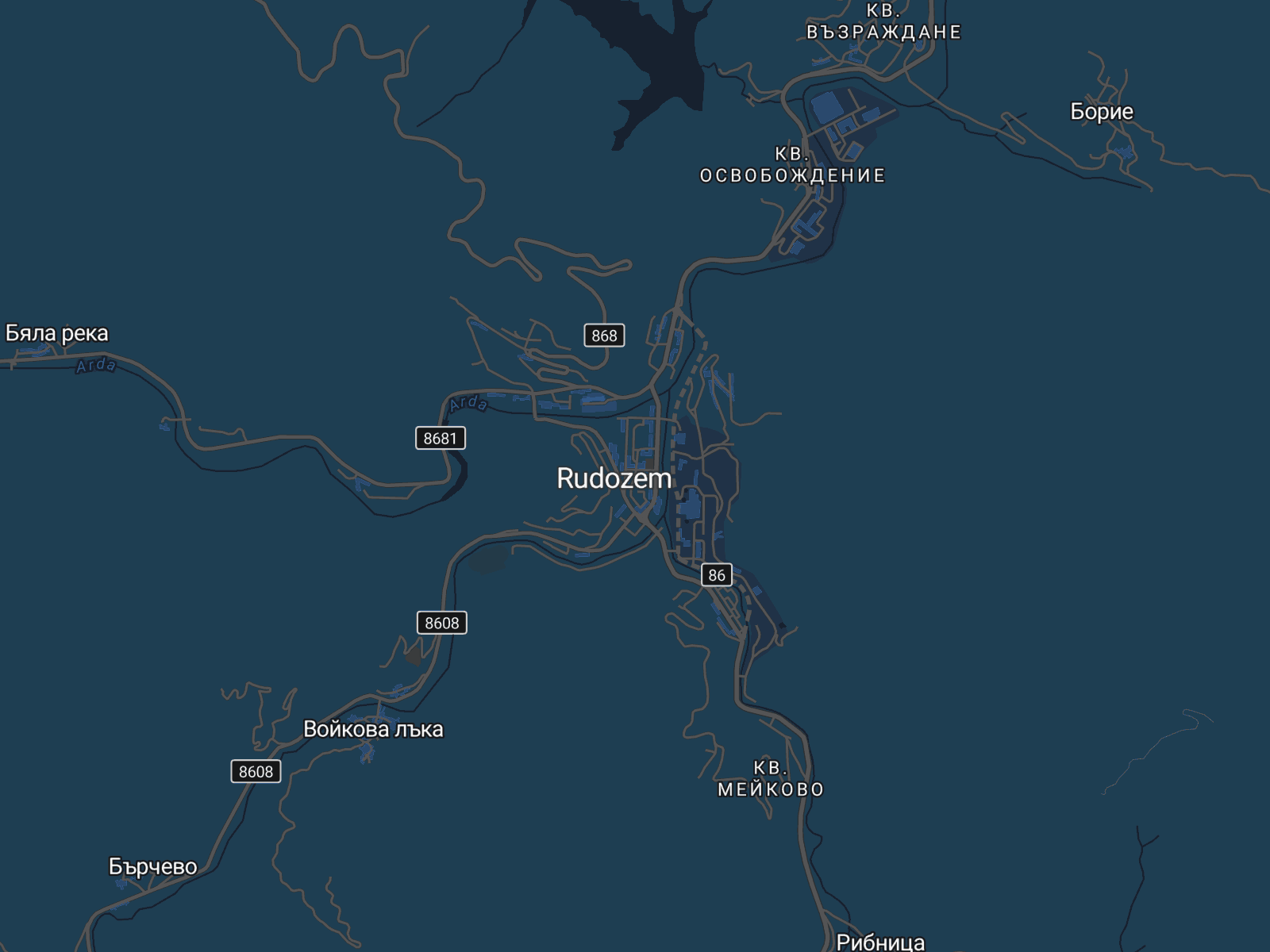 Карта на Рудозем