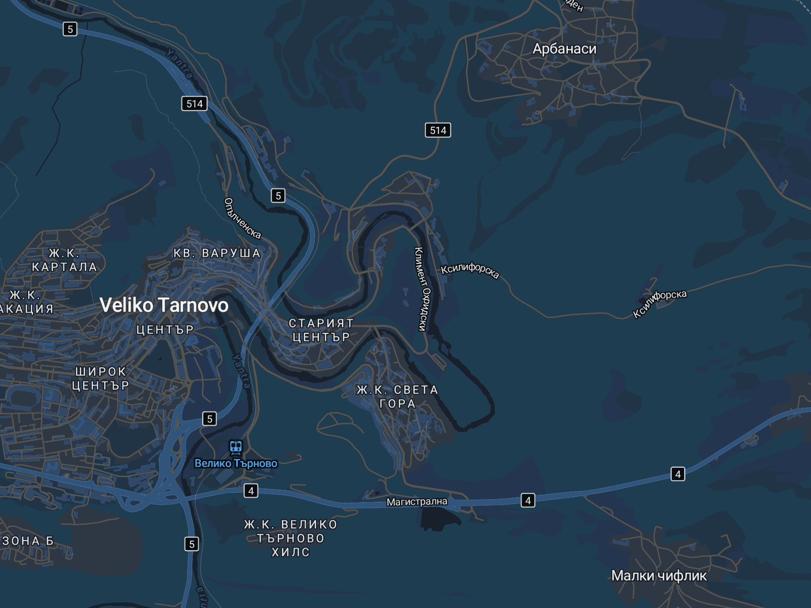 Карта на Велико Търново