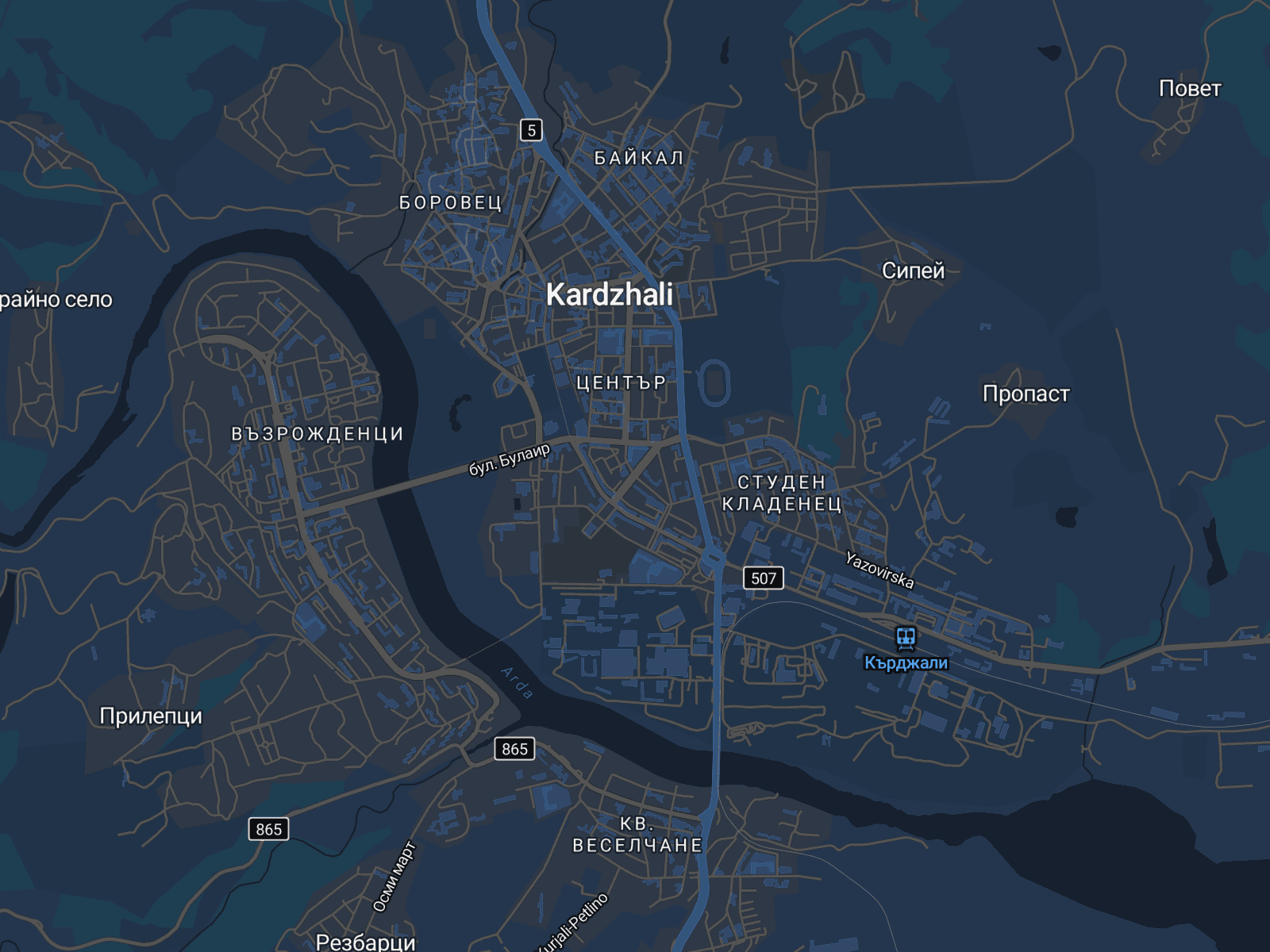 Карта на Кърджали