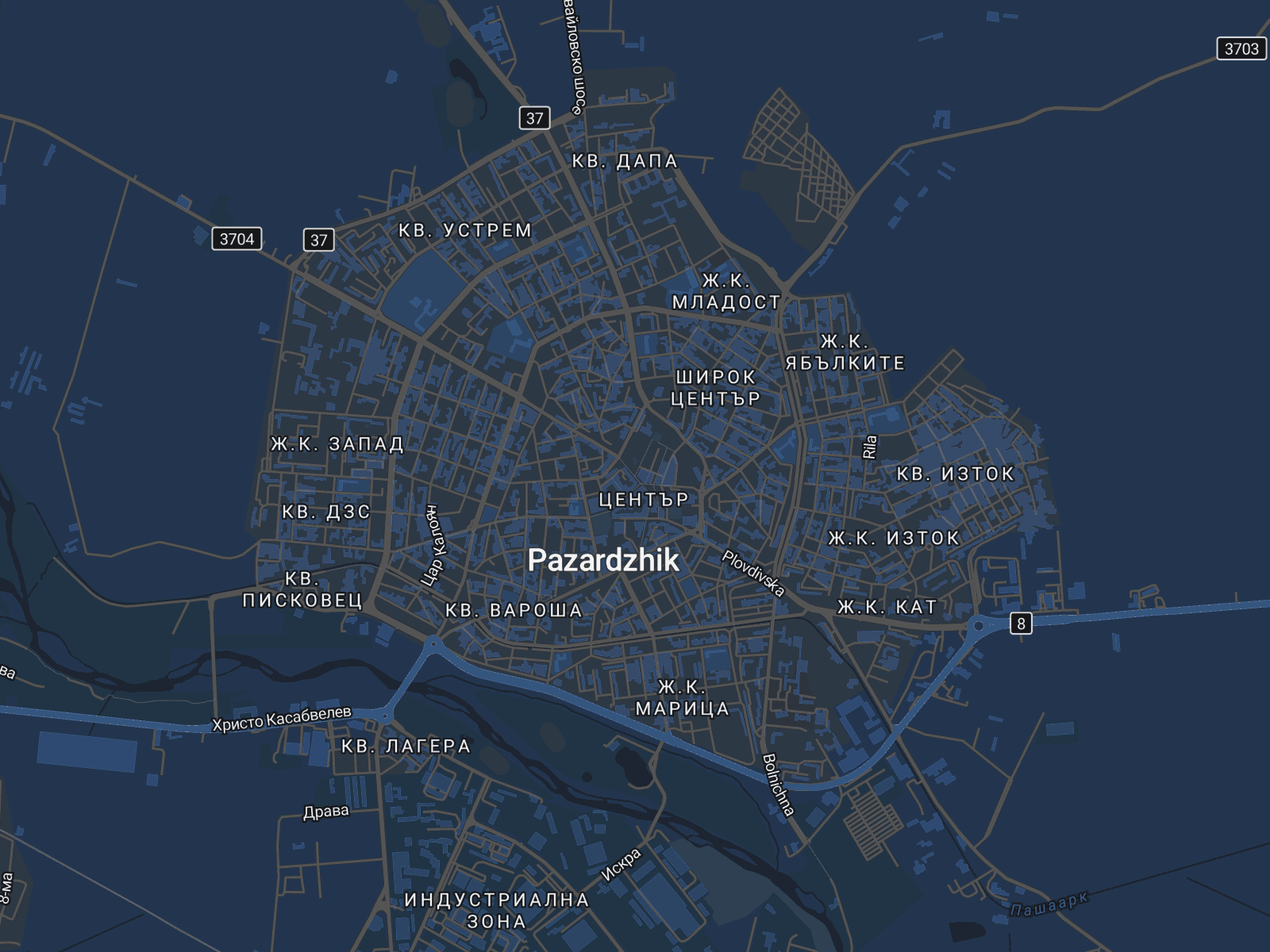 Карта на Пазарджик