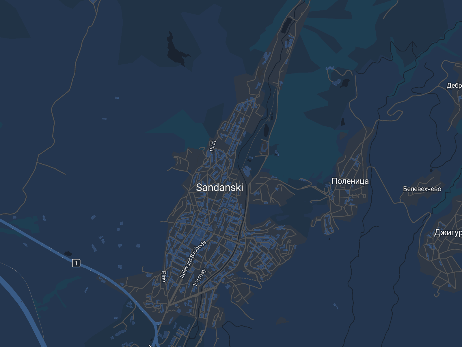 Карта на Сандански