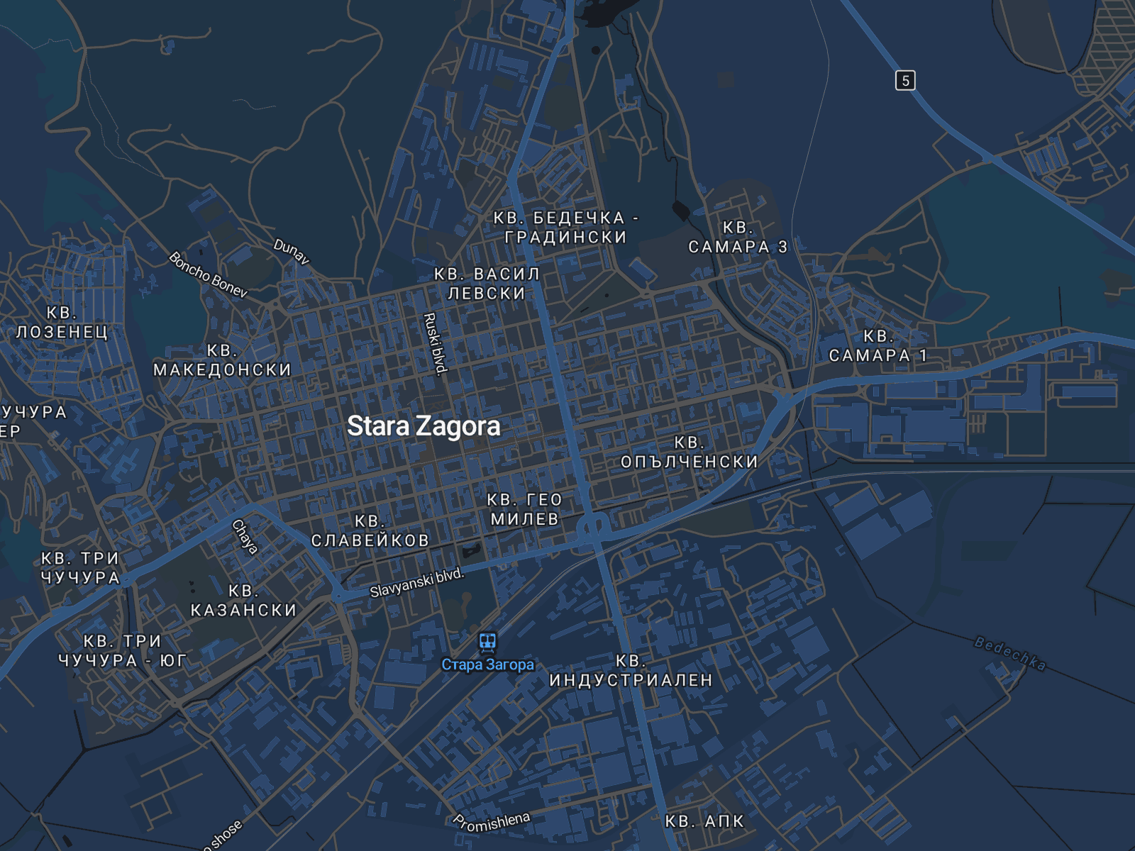 Карта на Стара Загора